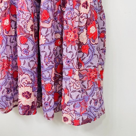 Knox Rose Women's Dress Medium Purple Short Sleeve Floral Print Midi Ruffle New - Picture 5 of 12